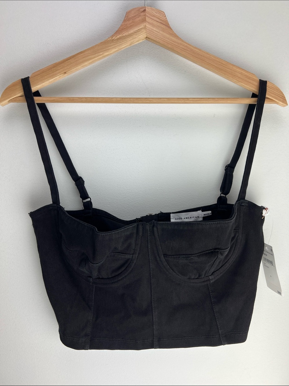 Good American Sculpt Bustier Black Cropped Corset Womens Small Revolve New